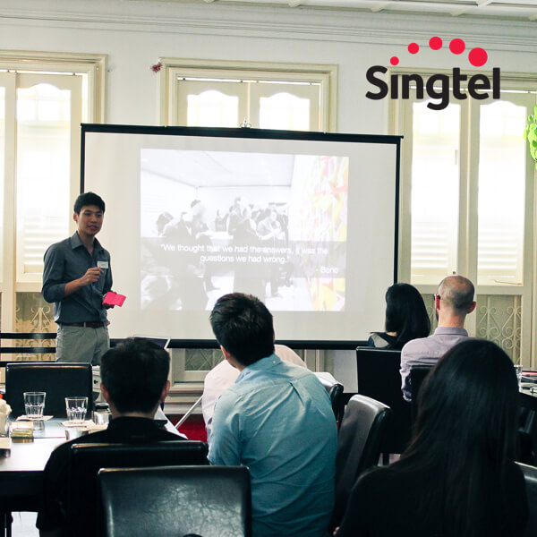 CEO Zwee Wee Zihuan leading a Design Thinking Workshop at SingTel. Digital expert / innovation consultant, Savant Degrees image